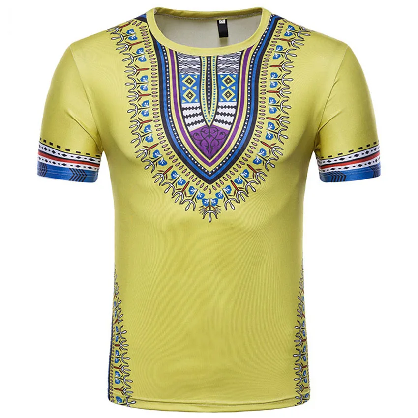 Мужские традиционные африканские костюмы летняя футболка с 3D принтом Дашики