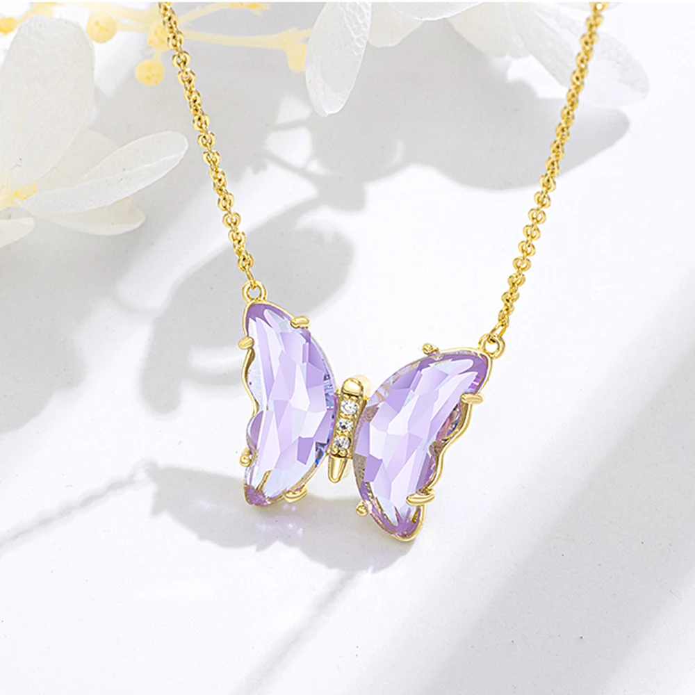 Женское короткое ожерелье с подвеской-бабочкой 4 цвета | Украшения и аксессуары