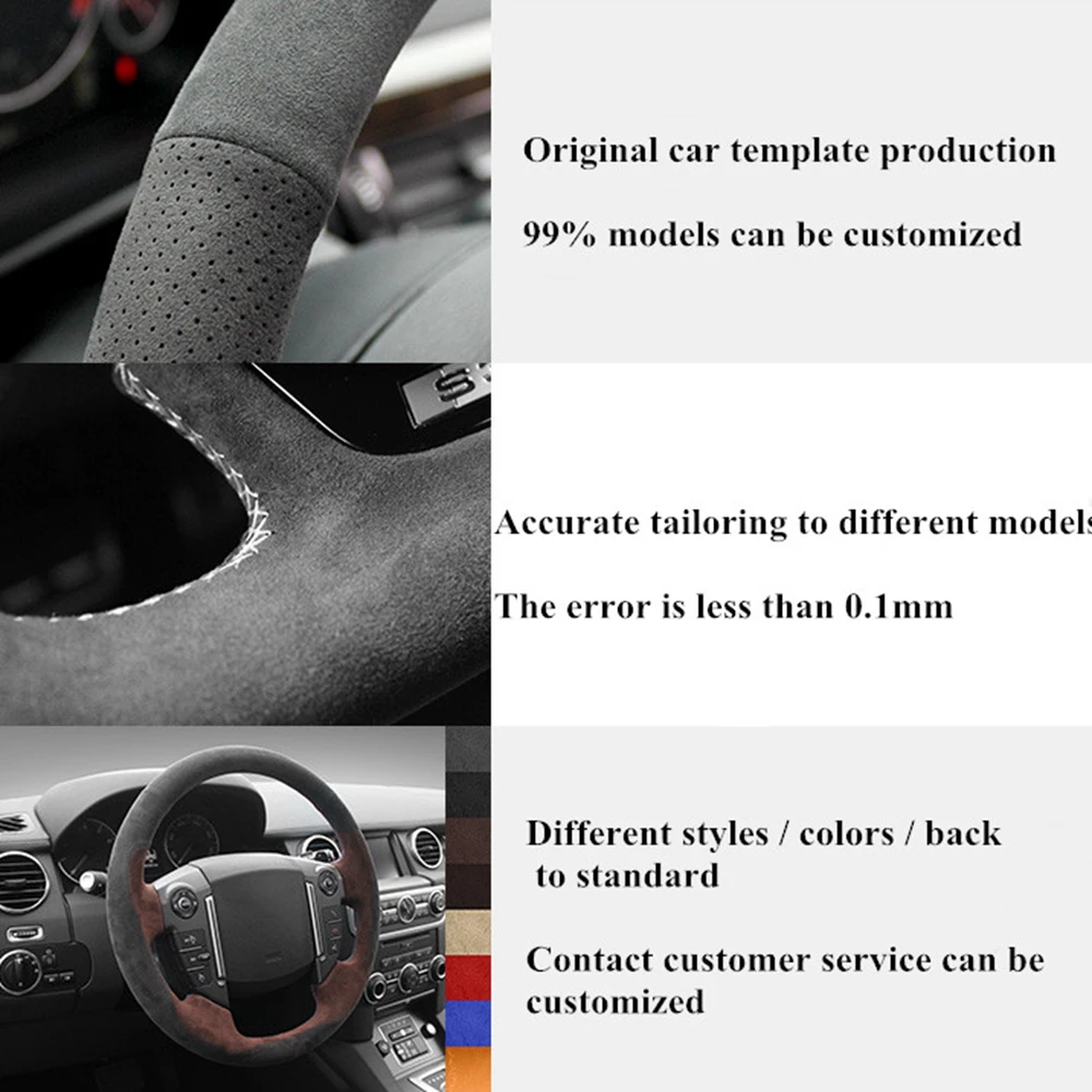 car steering wheel cover black genuine leather suede for ford f 150 f150 king ranch lariat platinum xl xlt 2015 2016 2017 volant free global shipping