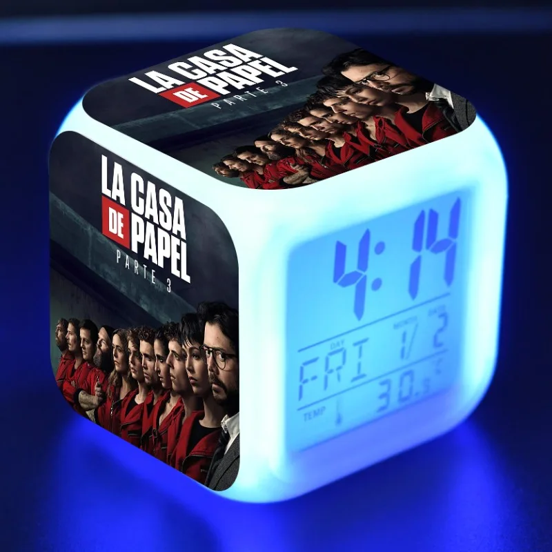 La casa de papel желанию светодиодный будильник красочные стетящиеся волосы сенсорный