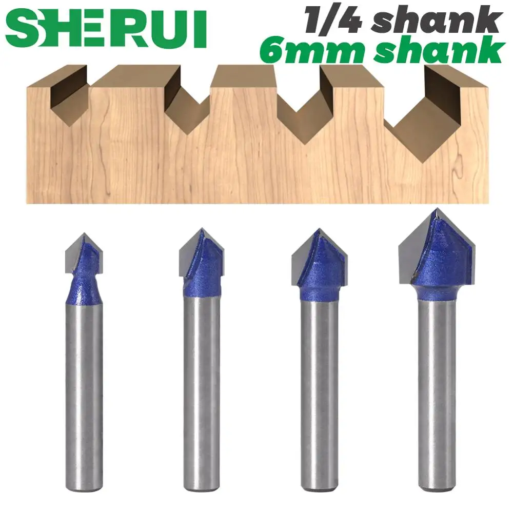 1 шт 1/4 &quotхвостовик 1/4&quot 6 мм хвостовик 90 градусов V Groove шаблон V-Groove фрезерный