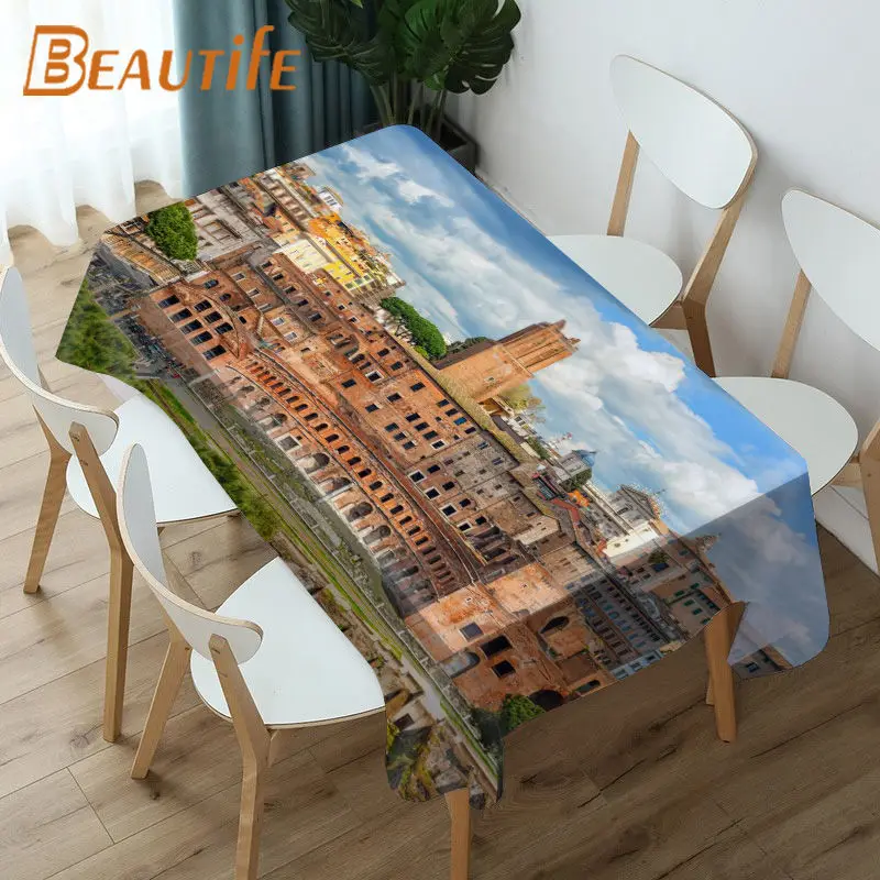 

Custom Rome City Wedding Tablecloth Bouquet Table Table Cloth Birthday Party Dinner For Home Kitchen Decortion 0820
