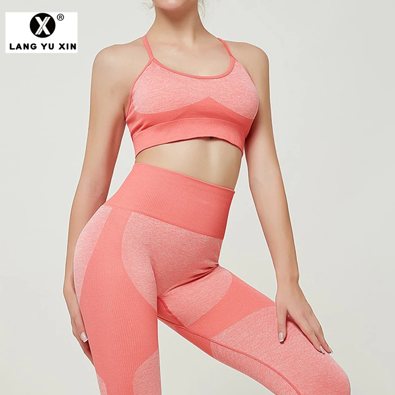 Женские Тренировочные эластичные облегающие брюки и бюстгальтеры с высокой