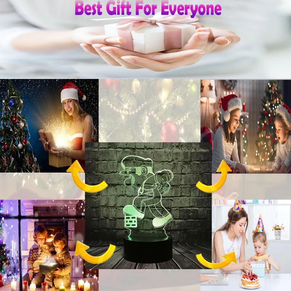 Игровой рисунок 3D ходьба Марио мультфильм детский сон спальня LED Настольный