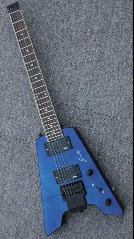 Оптовая продажа гитары Новый 6 струны Безголовый электрогитары с тремоло в синем