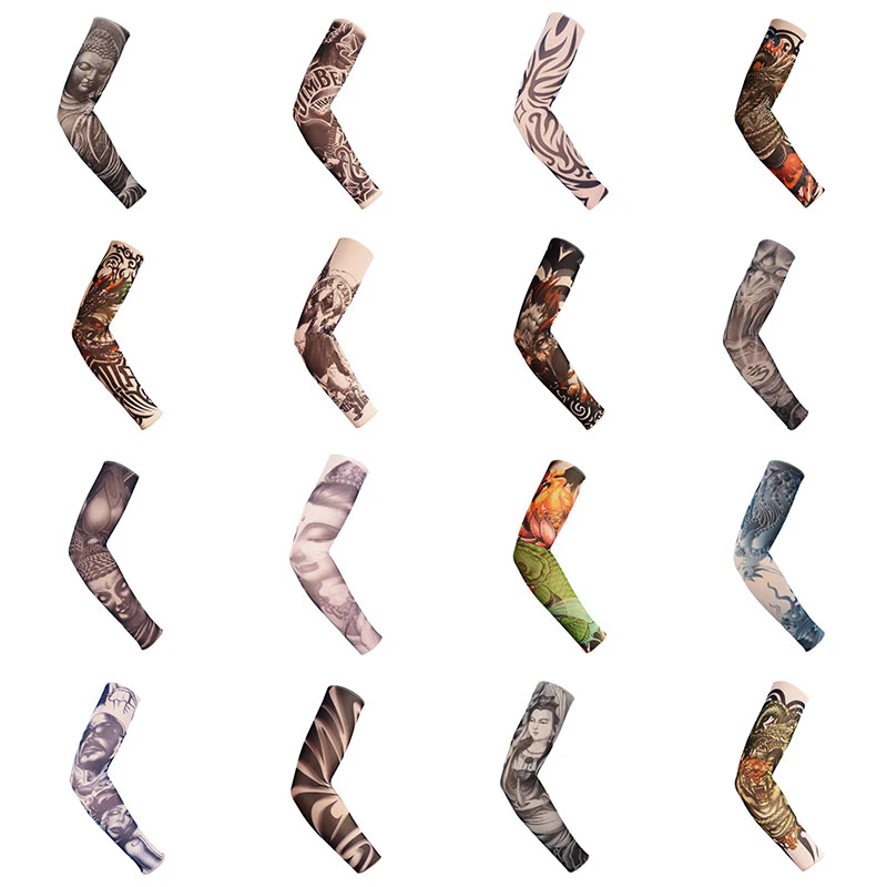 

1pc Temporary Fake Tattoo Sleeve Men Women Arm Warmer Designs Summer Sunscreen Arm Sleeves Cover Tattoos Sun UV Protection