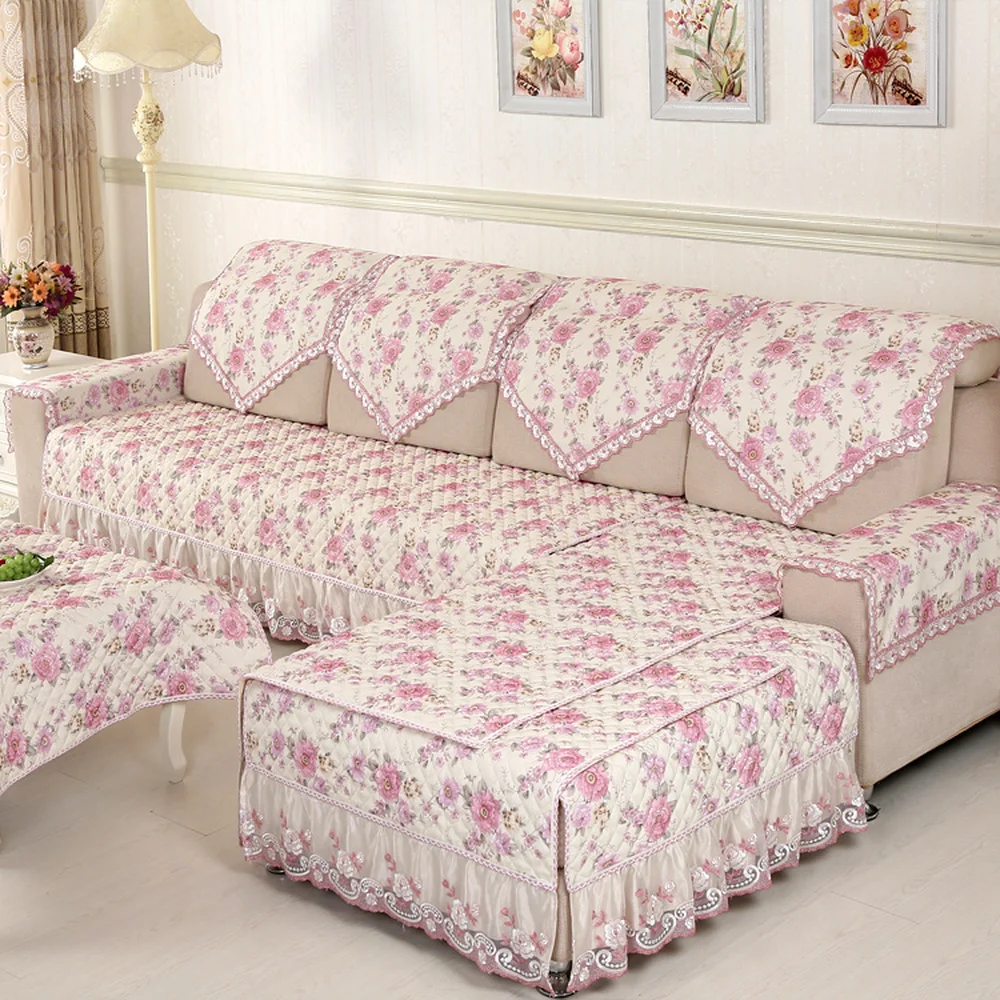 

Purple European Style Garden Sofa Cover Reliefs Flower Sofa Towel Slipcover Non-slip Cushion Backrest Sofa Set For Living Room 4