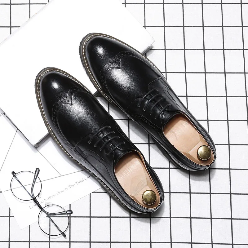 

men's casual business office formal dresses genuine leather bullock shoes gentleman brogues shoe chaussure homme zapatos sneaker