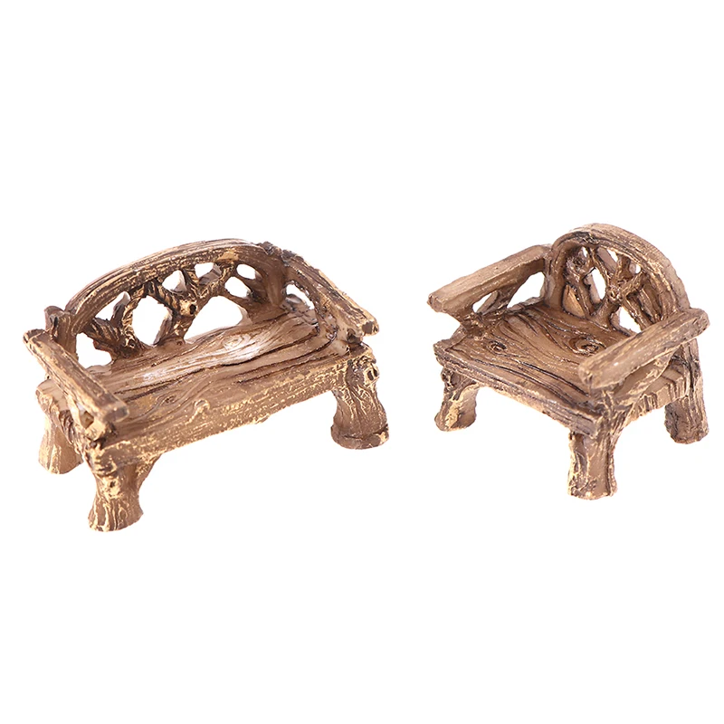 

Mini Garden Ornament Miniature Park Seat Bench Craft Fairy Dollhouse Home Decor Clearance Sale Gift