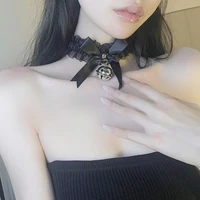 lace necklace bow knot bell choker necklace womens cute collar gothic simple sexy lovely pendant girls party fashion jewelry