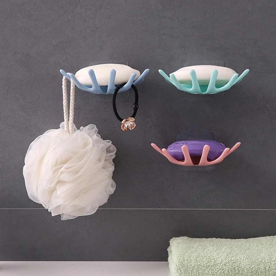 

Bathroom Shower Soap Box Suction Hanging Holder Rack Multi-Function Plate Tray Drainer Shelf Razor Hook Bath Kitchen Organizer