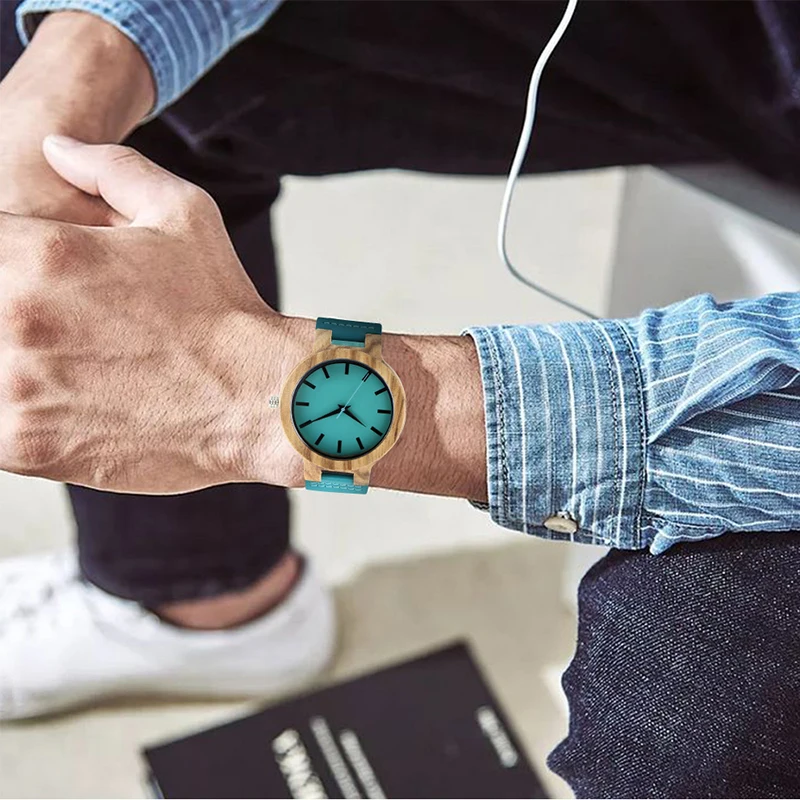 

Женские часы с имитацией дерева, креативные наручные часы с резьбой «To My Mom/wife», элегантный синий кожаный ремешок, наручные часы, подарок бой...