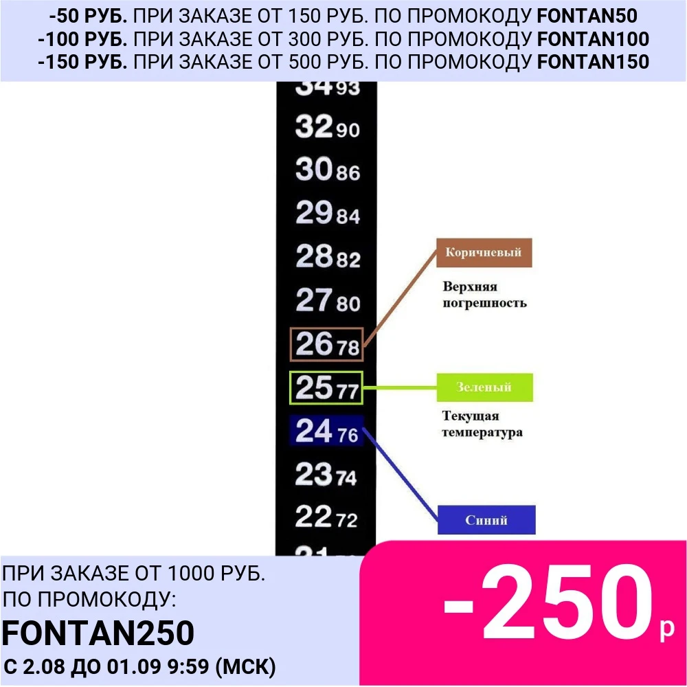 ЖК-термометр клеящийся термометр-полоска термометр-наклейка 18-34C | Инструменты