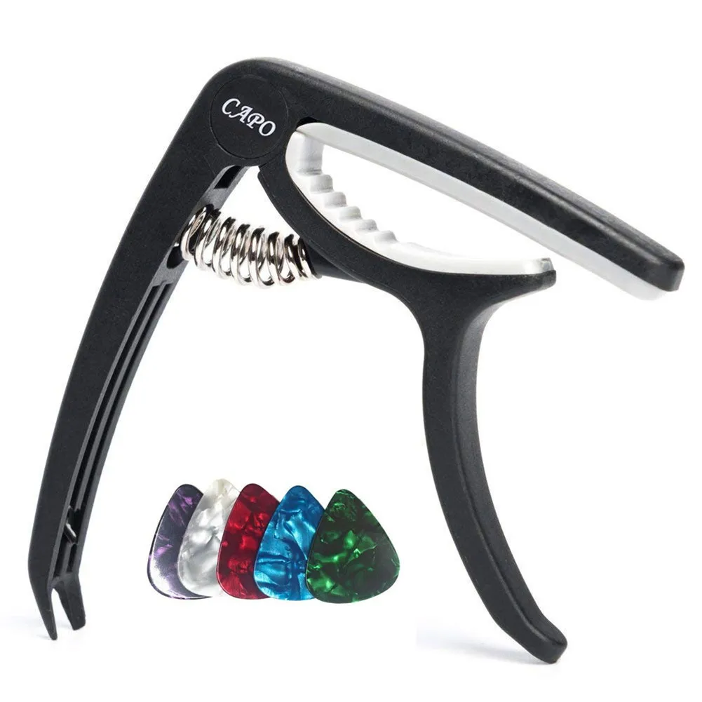

Acoustic Electric Guitar Capo Clamp Quick Release Tuning With 5Pcs Guitars Picks Guitar Trigger Release Capo For Tone Adjusting