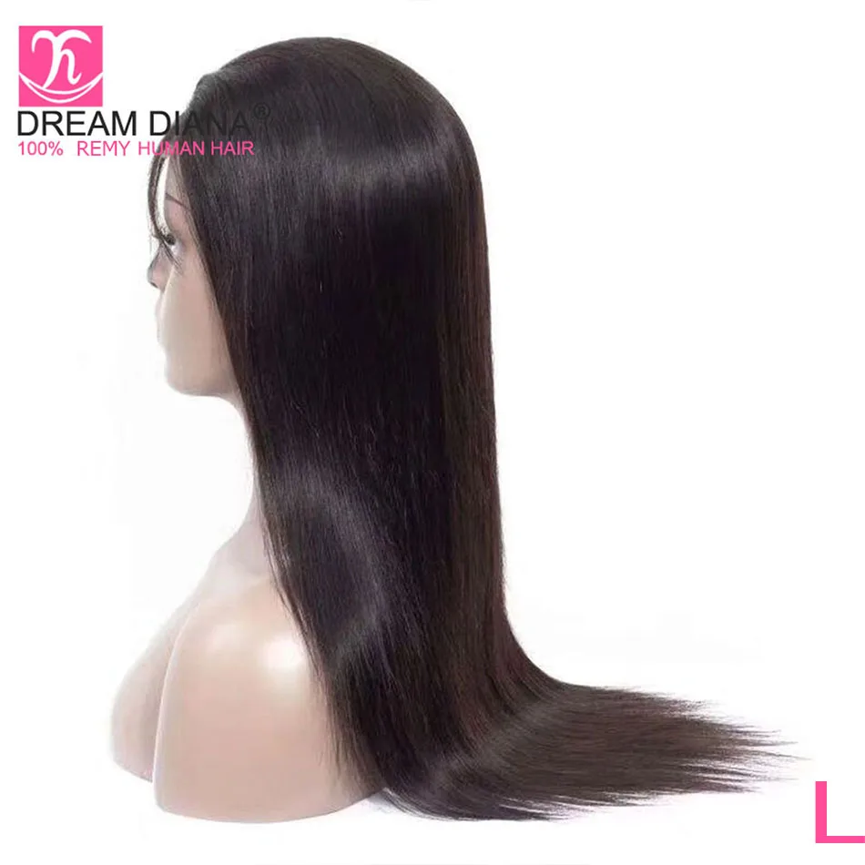 DreamDiana, перуанские парики с полным кружевом, 8-28 дюймов, прямые волосы Remy, полностью кружевные бесклеевые черные, предварительно выщипанные полностью кружевные человеческие волосы, парик