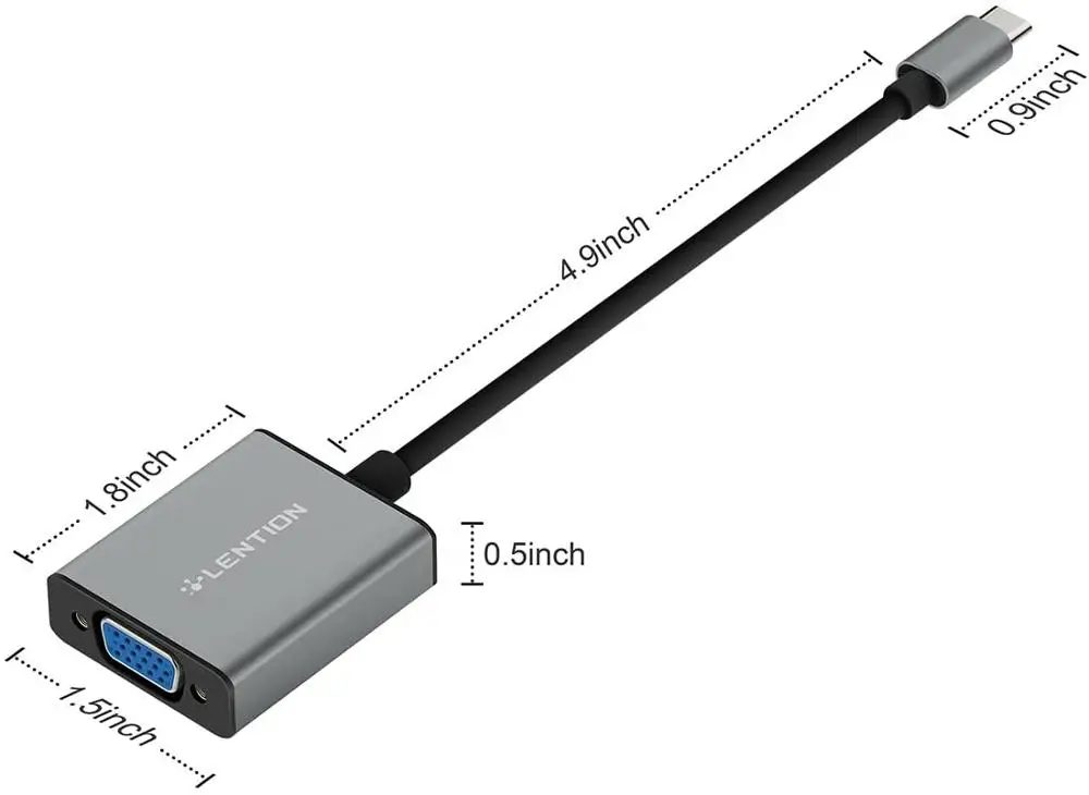 Lention USB C к VGA адаптеру Тип кабель конвертер для MacBook Pro 13/15/16 (Thunderbolt 3 Порт) 2018 2019 Air |