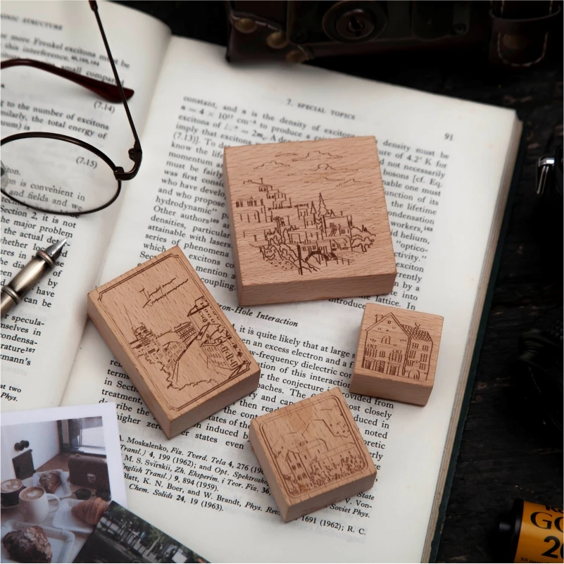 Dream городская серия пейзаж Деревянный Почтовый штамп изготовления открыток