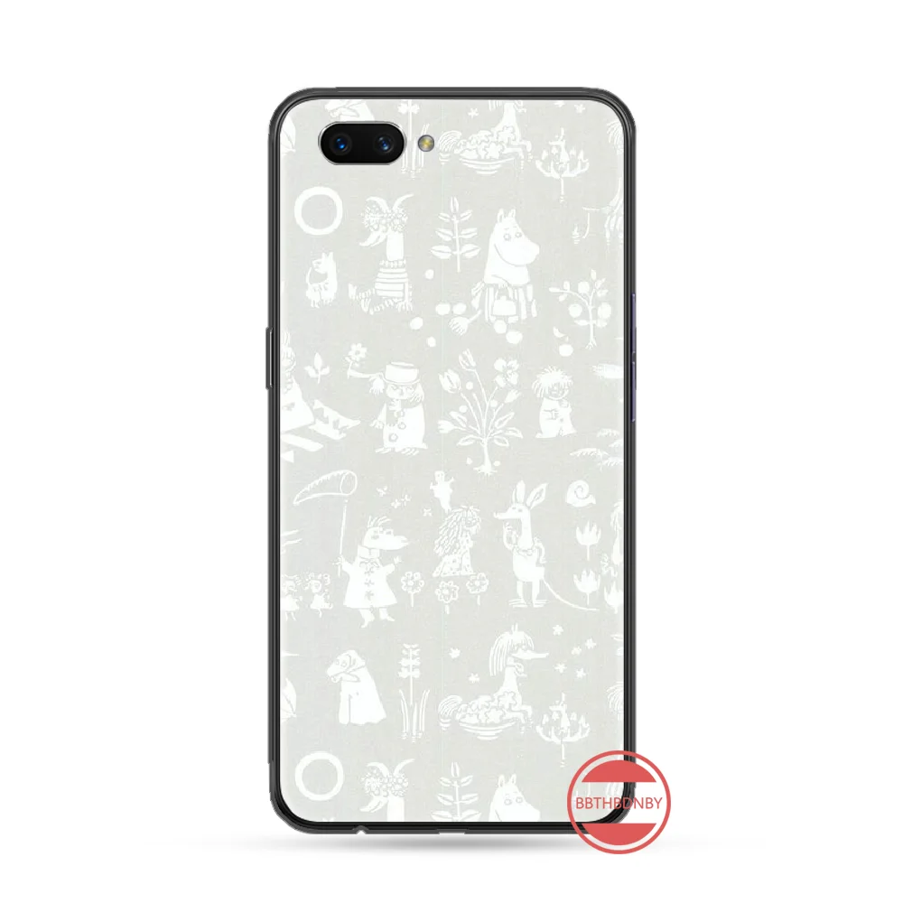 Чехол для телефона Art Cartoon Hippo moomin милый мягкий черный чехол OPPO R9 R11 R15 R17 RENO Realme S PLUS