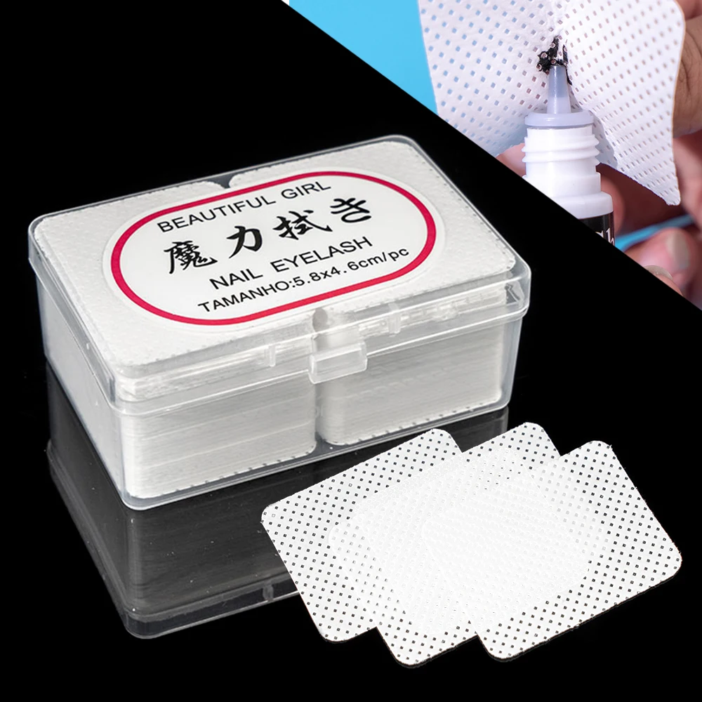 

180 Pcs Lint Free Paper Cotton Wipes Makeup Remover Eyelash Glue Bottle Mouth Wiper Prevent Clogging Cleaner Pads With Box