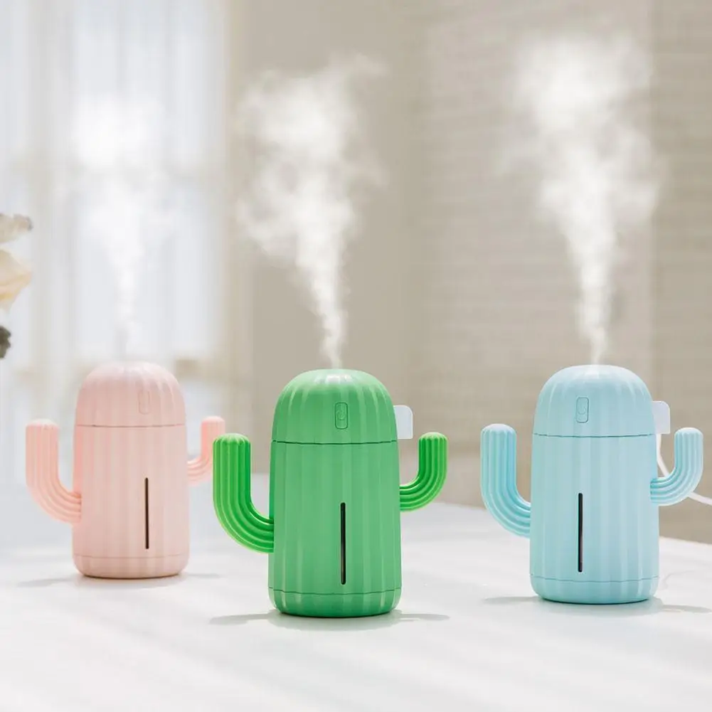 

Air Humidifier Home Office Mini Air Diffuser Cactus 340ml Design LED USB Powered USB Version Humidifier K4M6
