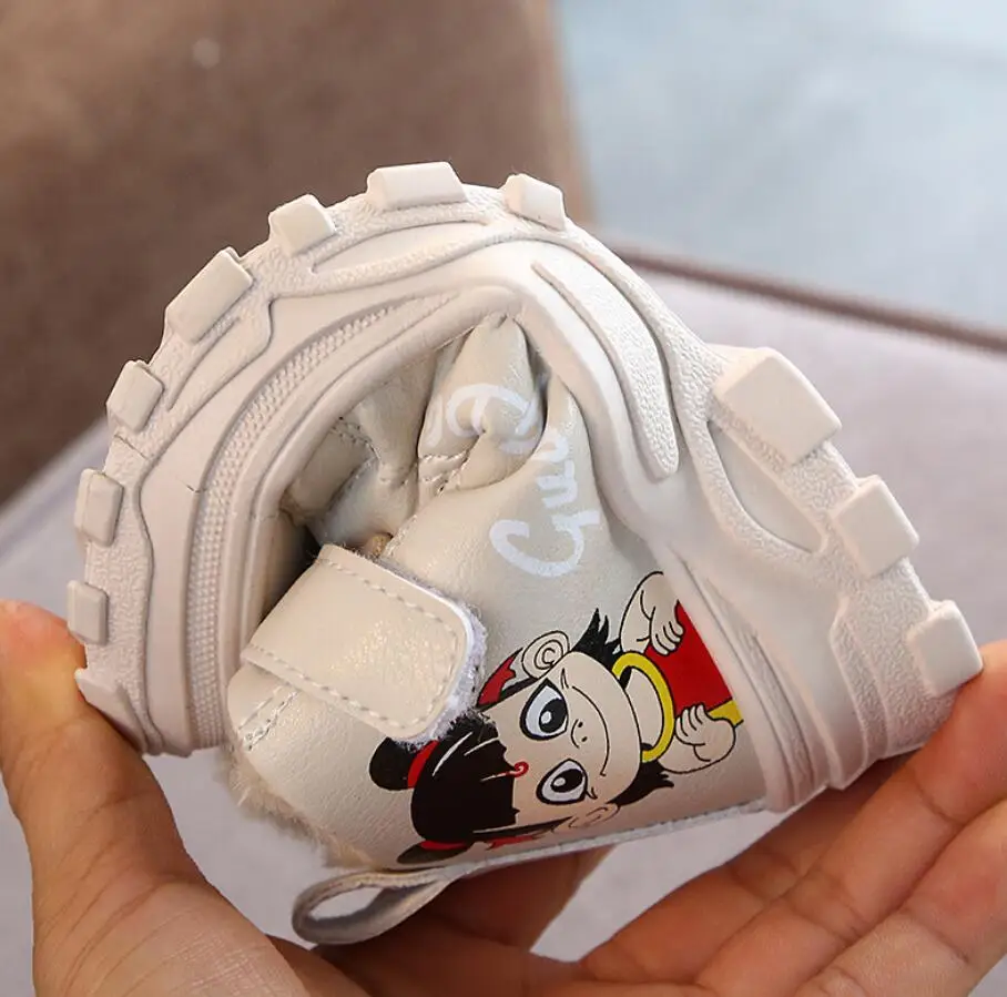 Детские плюшевые ботинки для мальчиков кроссовки Высокие кожаные девочек