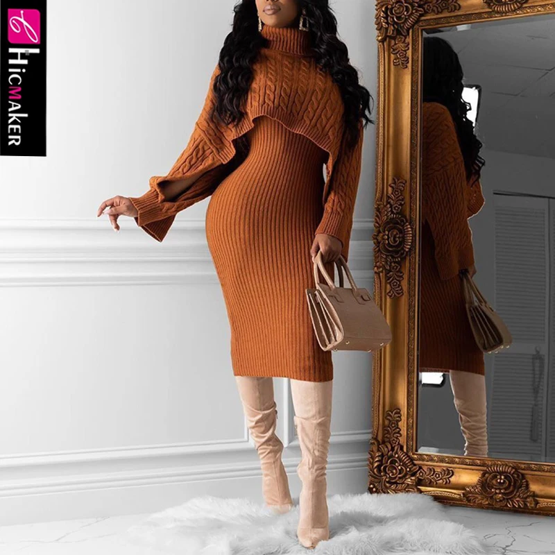 Женский комплект из двух предметов трикотажный пуловер с высоким воротом свитер