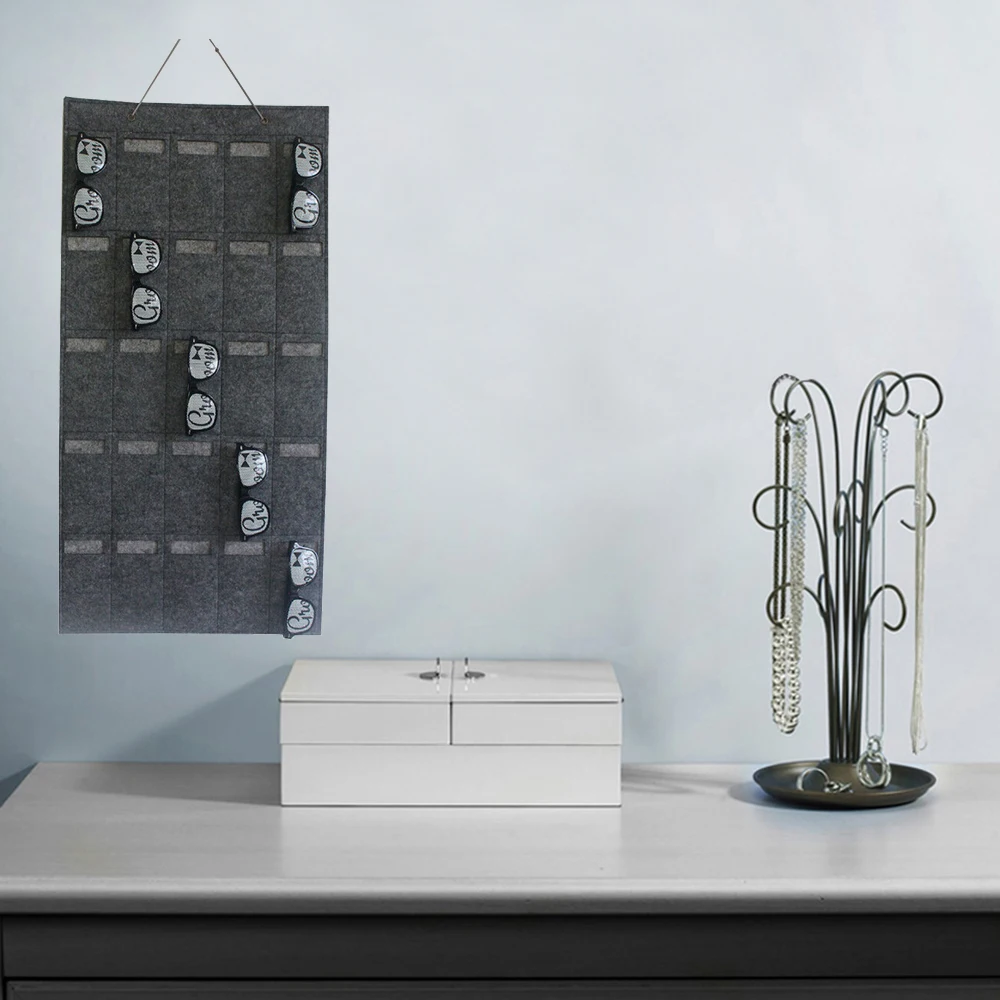 1x органайзер для хранения солнцезащитных очков фетровая настенная вешалка