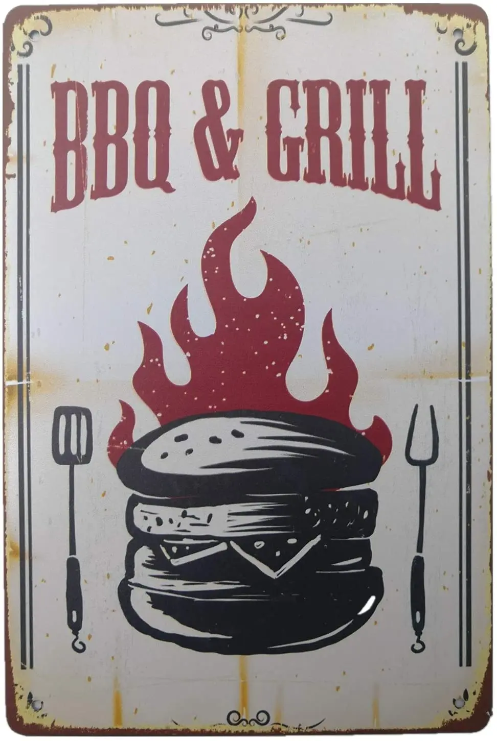 

AIQIBAO Metal Vintage Tin Sign DecorBBQ for Bar Pub Shop Funny Retro Wall Art Sign 12" X 8"