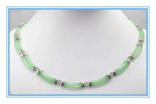 

wholesale Noblest 925 sterling green Jade link necklace 17 inch free shipping