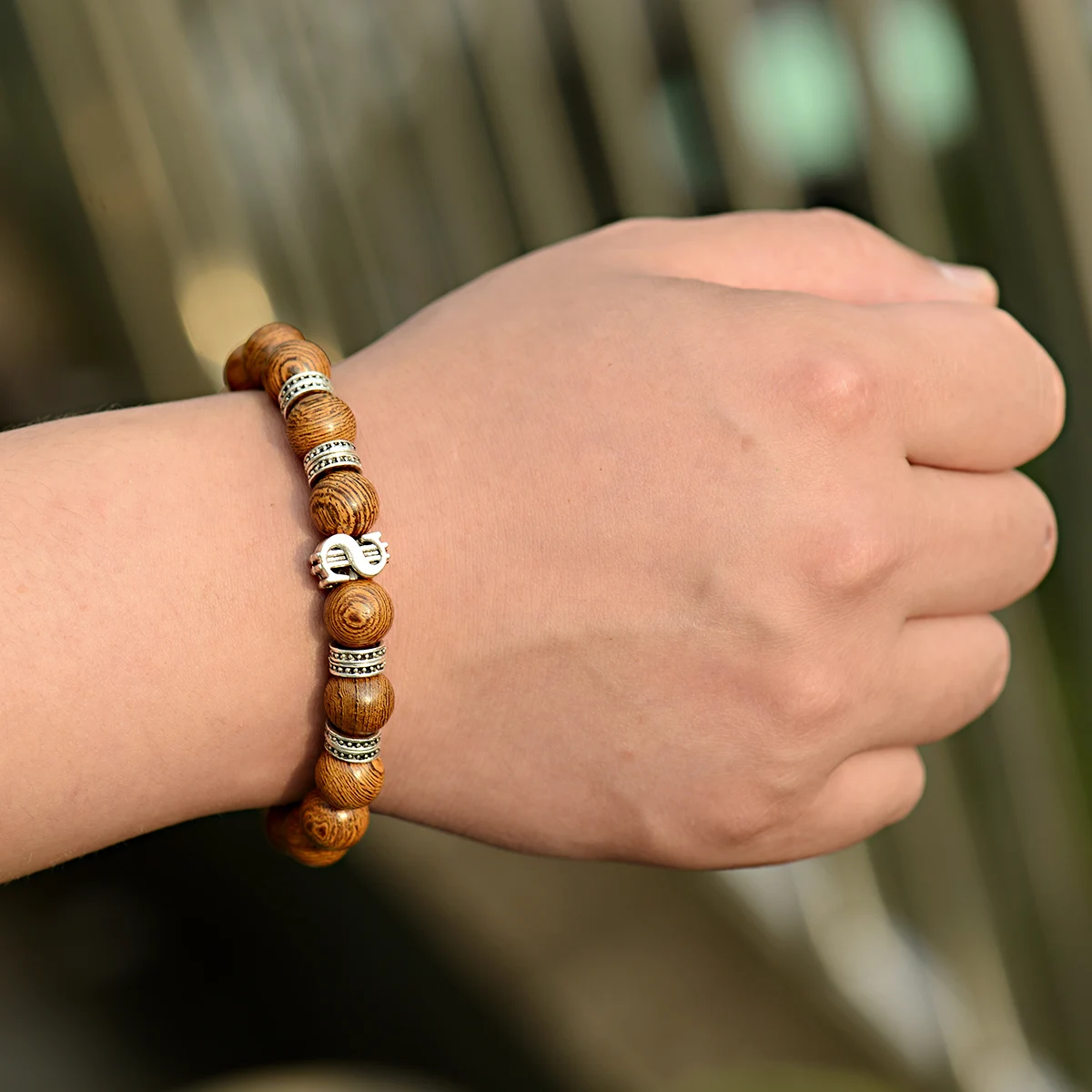 Классический деревянный браслет Ом 10 мм талисман из бусинок мужской этнический