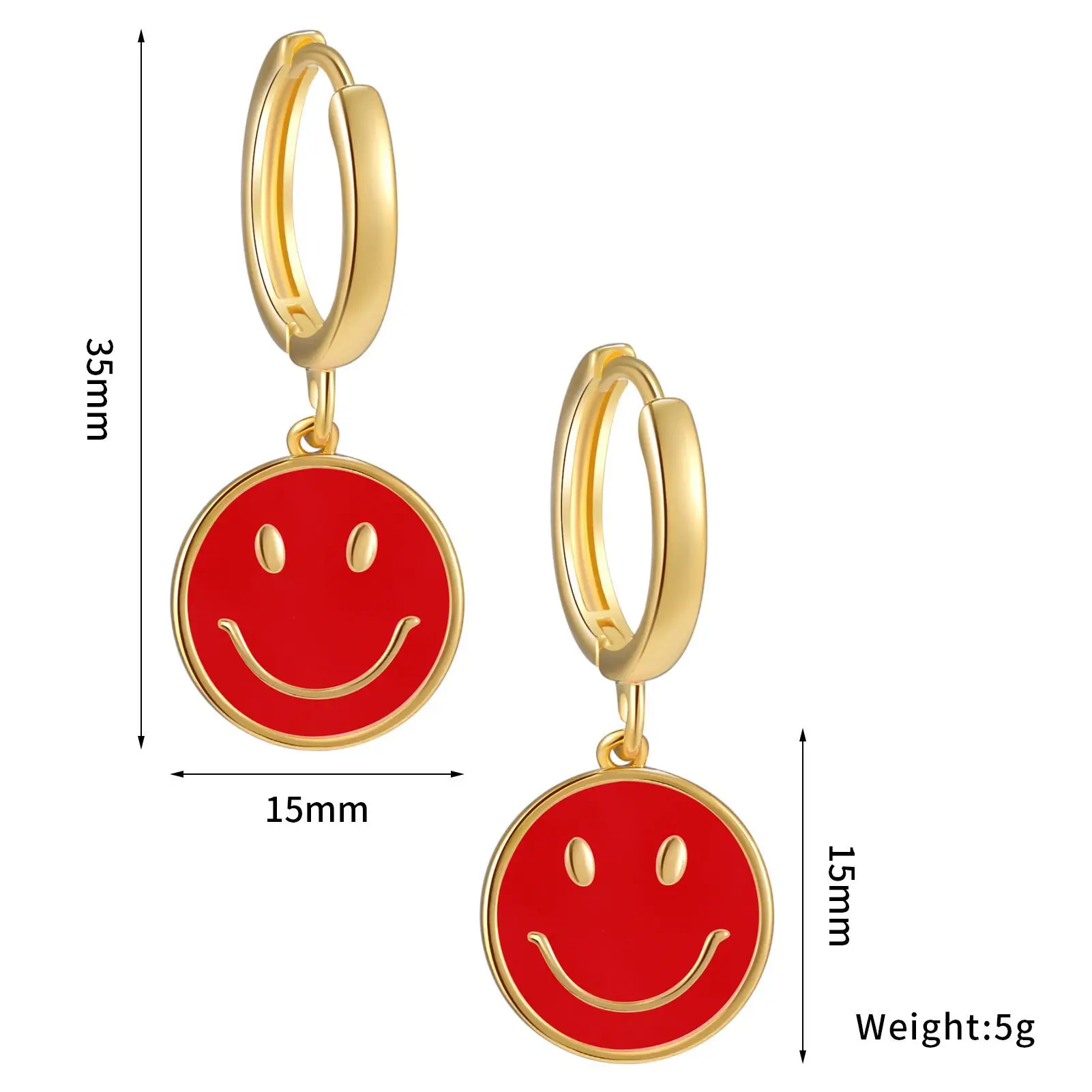 

Cute Smiley Earrings For Women Stainless Steel Sweet Color Smile Face Hoop Dangle Earring Accessories Jewelry Gift Bijoux Femme