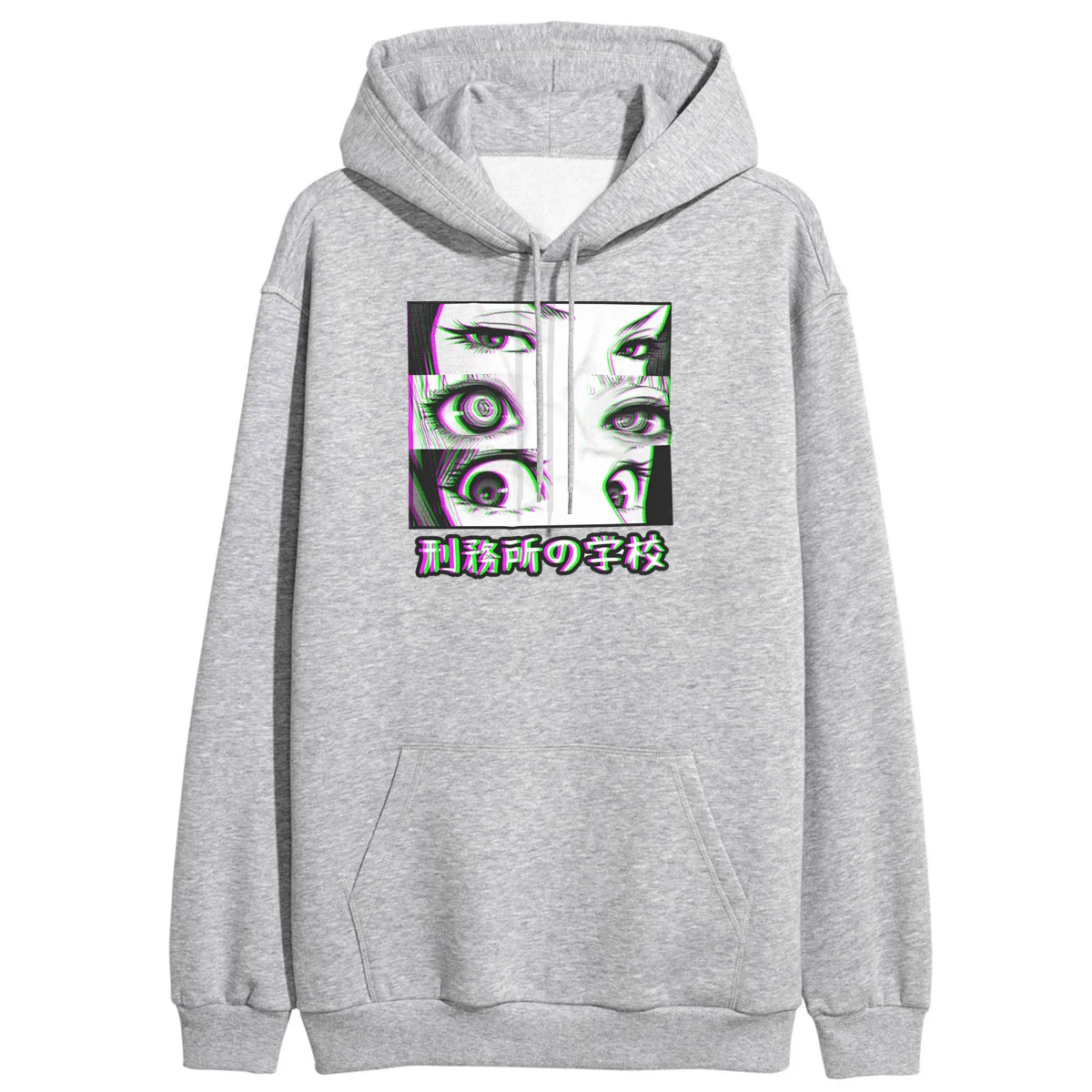 Женский свитшот с капюшоном и принтом грустных глаз из японского аниме|Женские