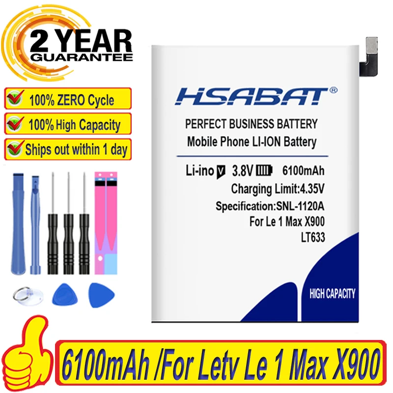 100% новый аккумулятор HSABAT LT633 6100 мАч для Letv Le 1 Max X900 one с номером отслеживания|battery