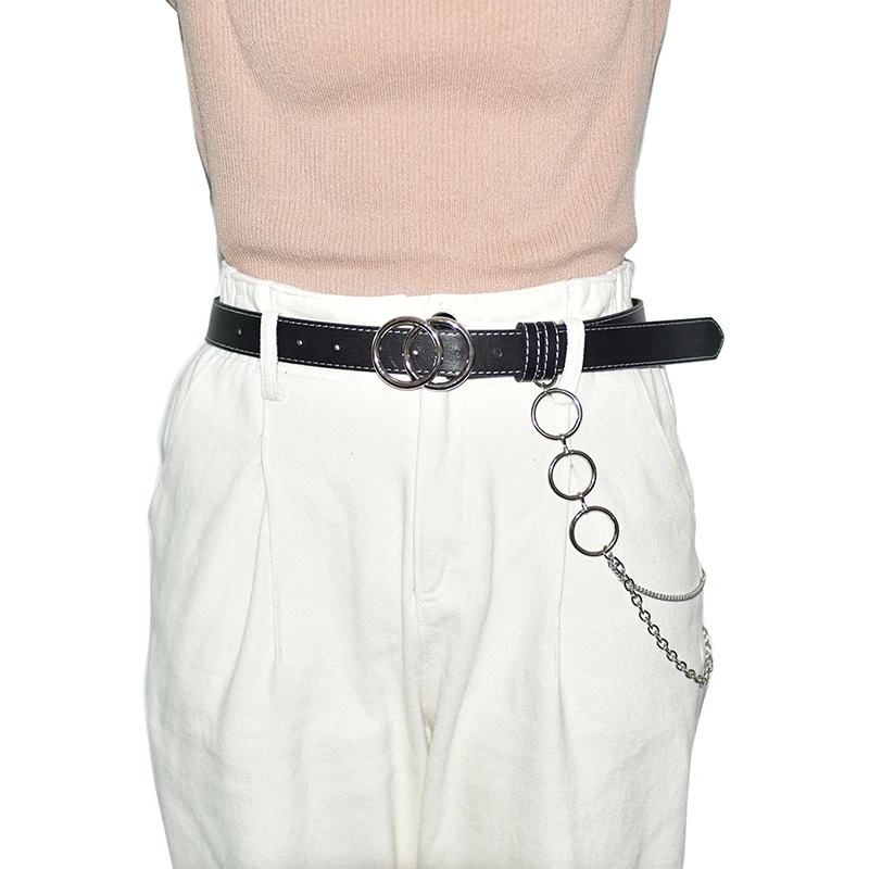 

New Fashion Punk Pants Trousers Double Buckle PU Leather Wasit Belt For Women Jeans Dress Cinturones Belts Para Mujer 100cm 2019