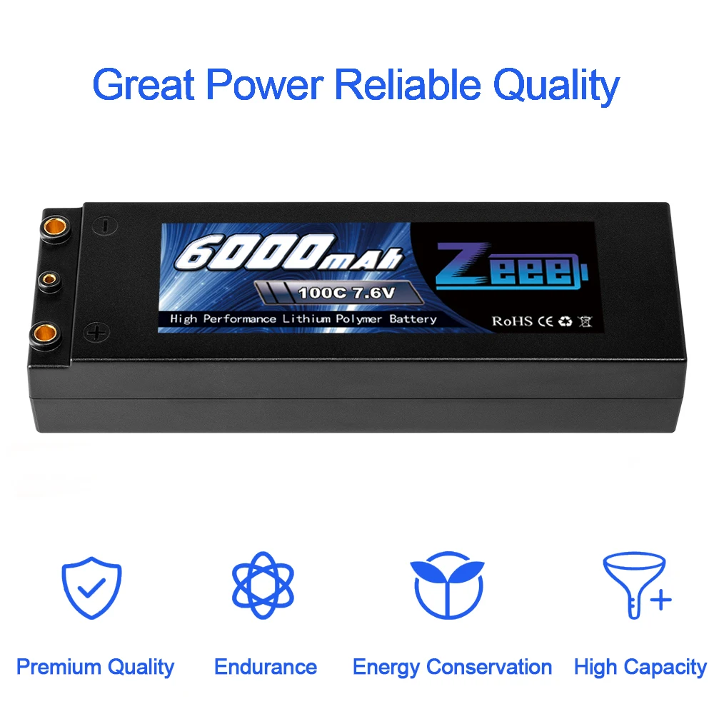Zeee Lipo батарея 7,6 V 6000mAh 100C RC Lipo батарея с 4 мм Bullet Deans Вилка лодка зарядное устройство для RC автомобиль грузовик Truggy