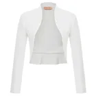 Belle Poque элегантный жакет для женщин в винтажном стиле; Пальто Тонкий Формальные Вечерние вечернее сборками и скругленным вырезом болеро с длинными рукавами открытой передней Хлопковый жакет-болеро