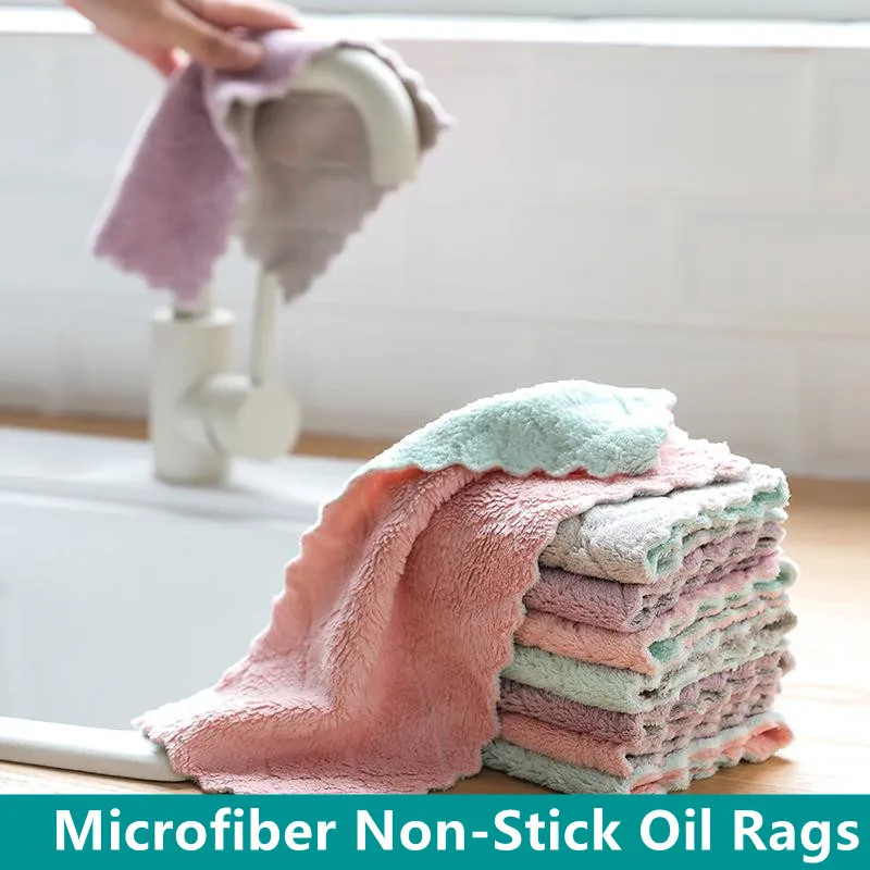 

5PCS Kitchen Efficient Super Absorbent Microfiber Cleaning Cloth Nonstick Oil Wiping Rags Home Cleaning Towel