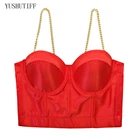 Летний сексуальный бюстгальтер на бретельках со встроенной металлической цепочкой топ на бретельках женский укороченный ночной клубный корсет для вечерние укороченный топ бюстье пуш-ап 8230