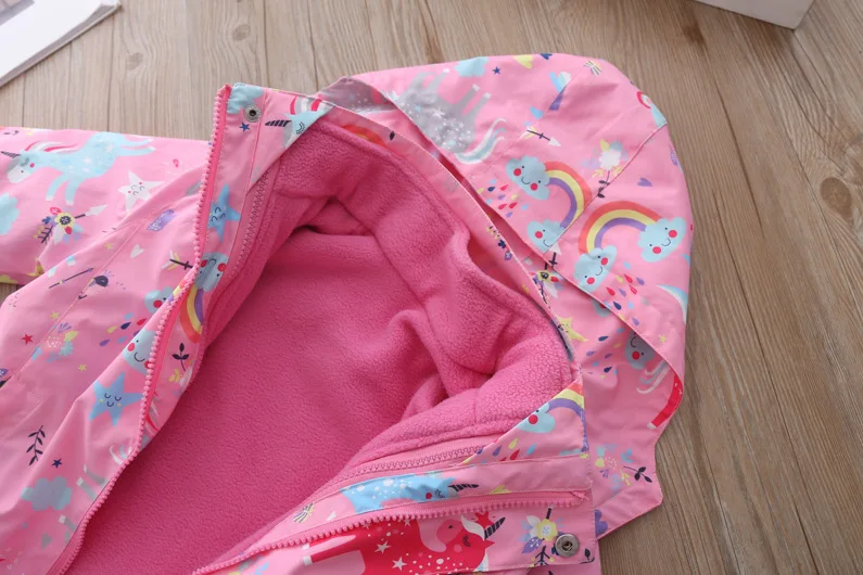 Новинка Весенние куртки и пальто для девочек Детские ветровки с единорогом