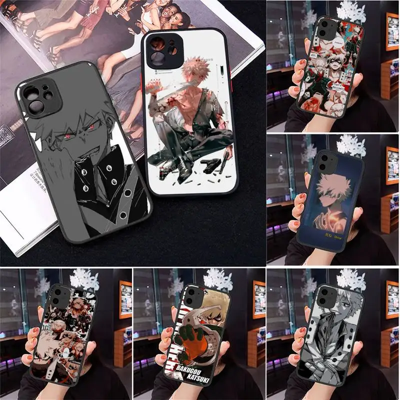 

Katsuki Bakugo my Hero Academia Phone Case Matte Transparent for iPhone 7 8 11 12 s mini pro X XS XR MAX Plus cover funda