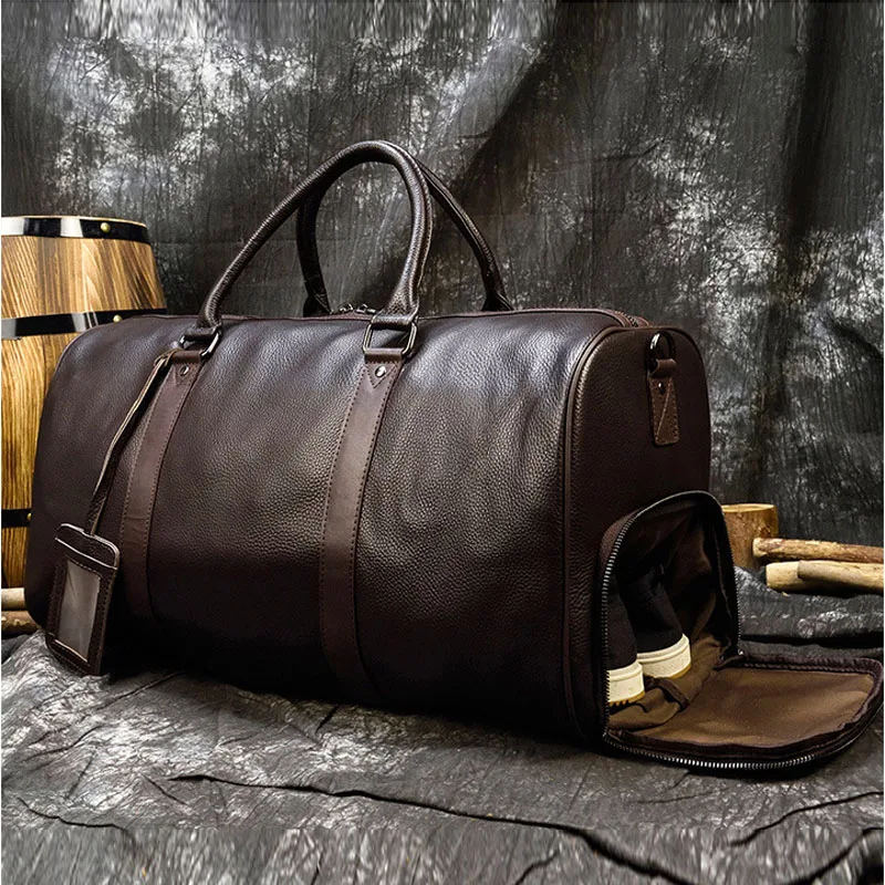 Genuine Leather Travel Bags Waterproof Men's Vintage Overnight Bags Hand Luggage Men Male Big Weekend Bag Business Man XA23ZC