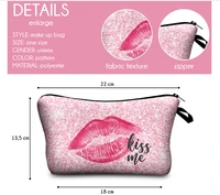 kiss me lip print bling polyester handbag women id card holder wallet credit card business card organizer coin purse