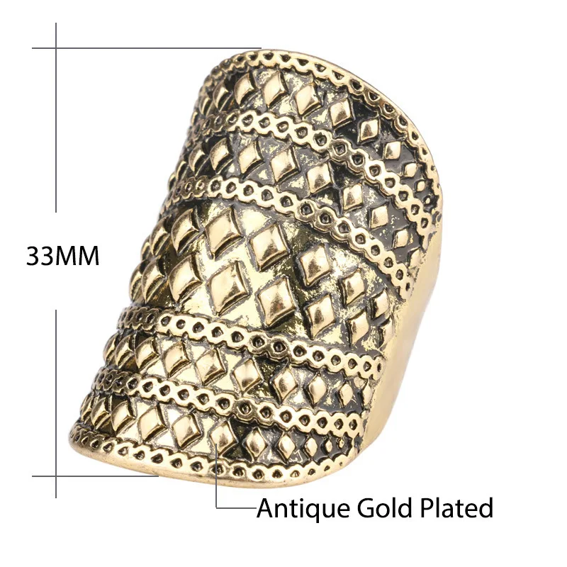 

Retro Punk Rock Men's Ring Ancient Gold Color Wide Rivet Personality Design Ring Lucky Gift Women's Joint Gothic Jewelry