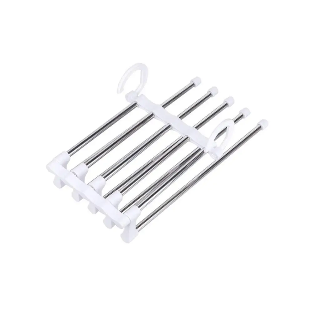 Слоновая кость 5 шт./лот многослойная стойка для брюк из нержавеющей стали, вешалки для брюк, складная стойка для хранения, экономия места для хранения - Цвет: Слоновая кость
