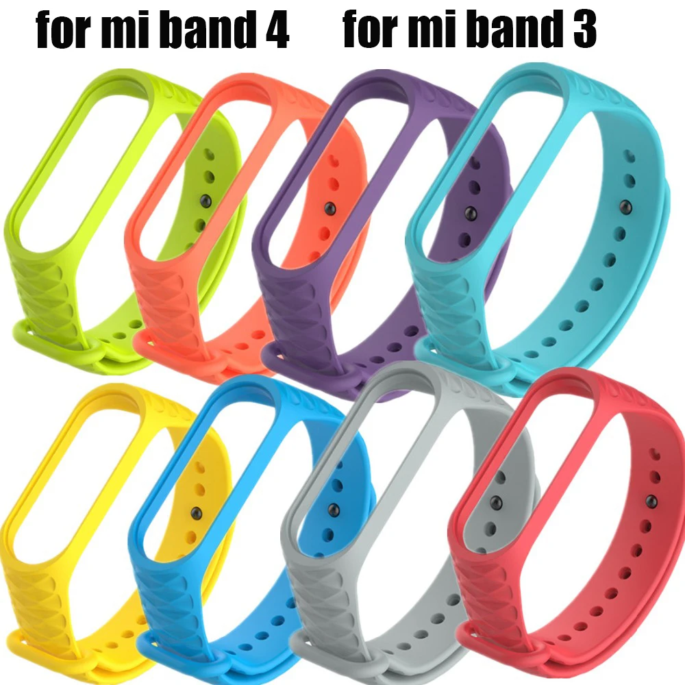 Силиконовый ремешок для часов Xiaomi Mi Band 3 mi band 4 цветной спортивный смарт браслет