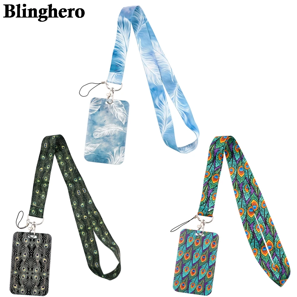 

CB589 Colorful Feather Neck Strap Lanyard keychain Cell Phone Strap ID Badge Holder Rope Keychain Keyring Fashion Accessories