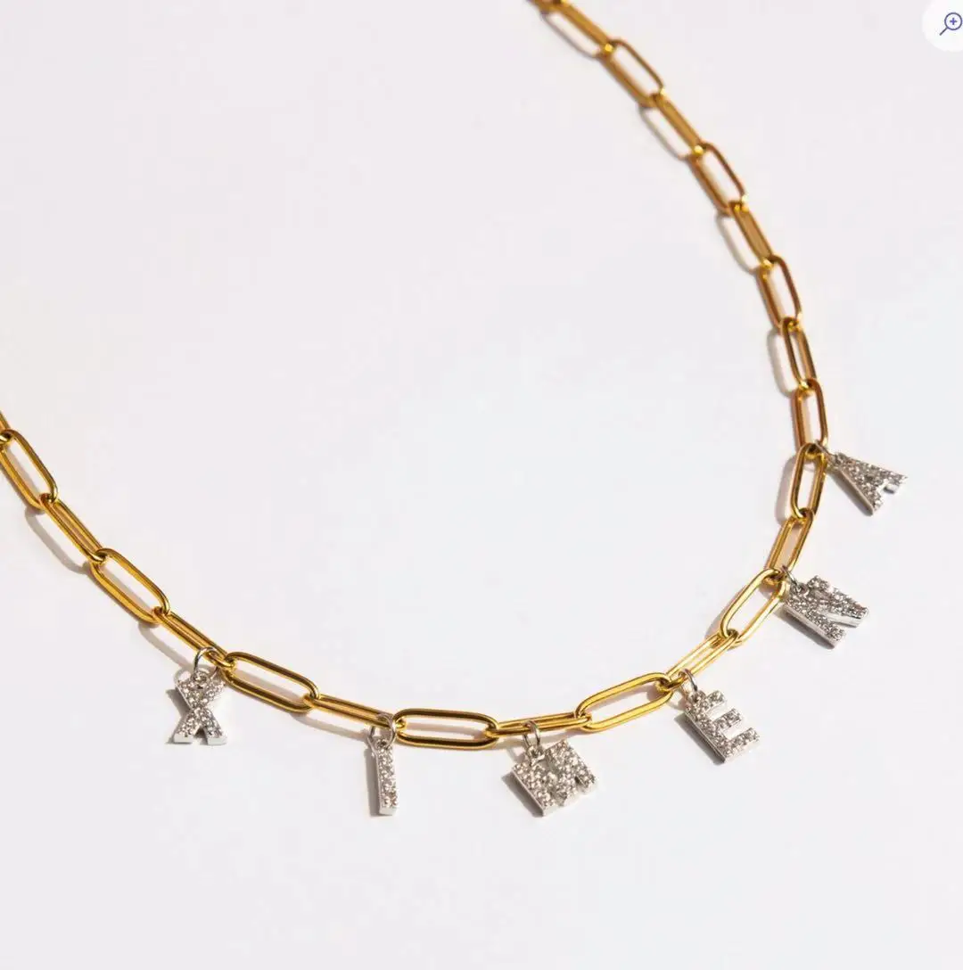 

10Pcs chain only no letters, 18k plated chain necklace multi size with lobster chain necklace