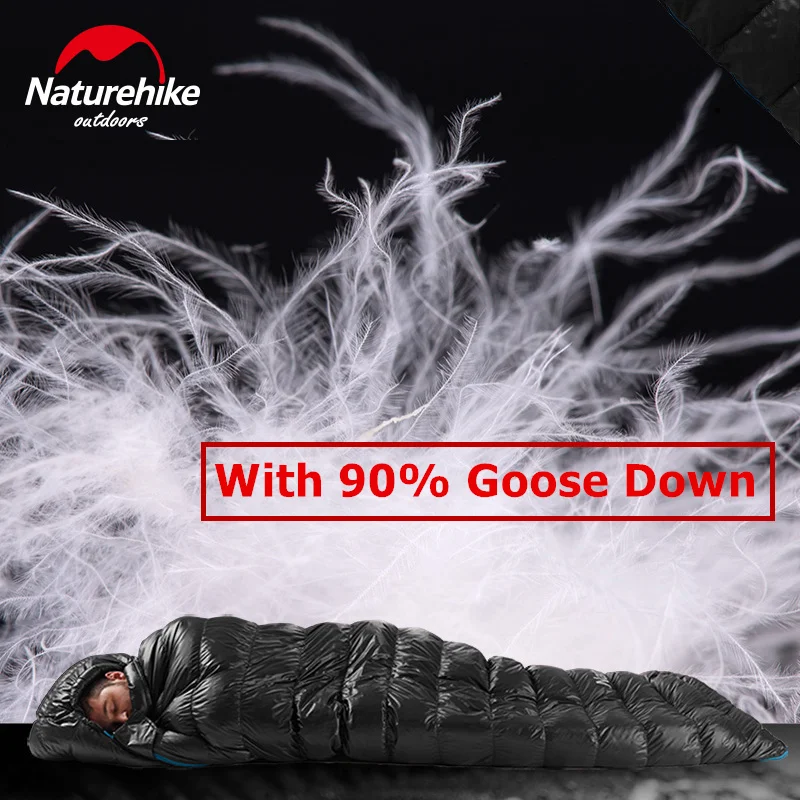 Naturehike CW400 Сверхлегкий 4 сезона квадратный гусиный пух альпинистский спальный мешок для холодной погоды водонепроницаемый спальный мешок для кемпинга