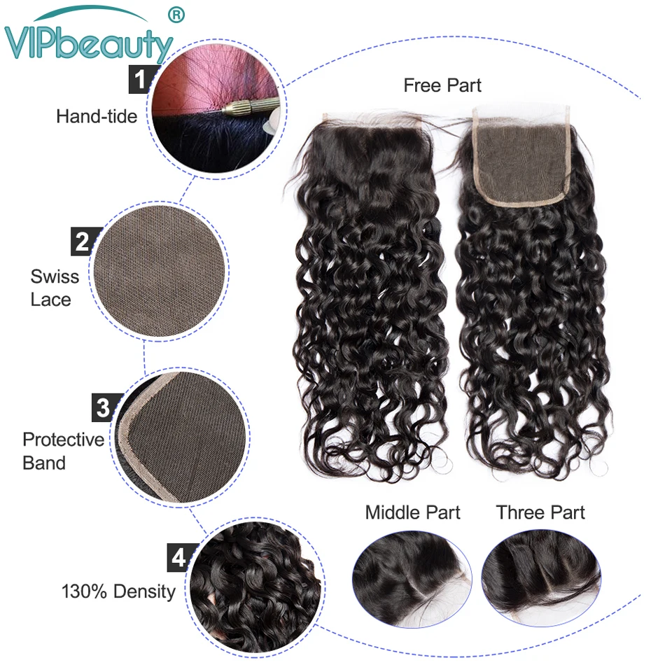 Натуральные волнистые волосы Remy 3 пучка с закрытыми волосами 100% натуральные для