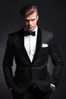 Классический черный свадебный костюм жениха мужской костюм Homme деловой приталенный мужской костюм блейзеры роскошный мужской костюм из 2 предметов (пиджак + брюки)